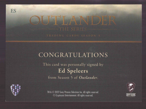 Outlander Season 5 Ed Speelers as Stephen Bonnet ES Autograph Card - TvMovieCards.com