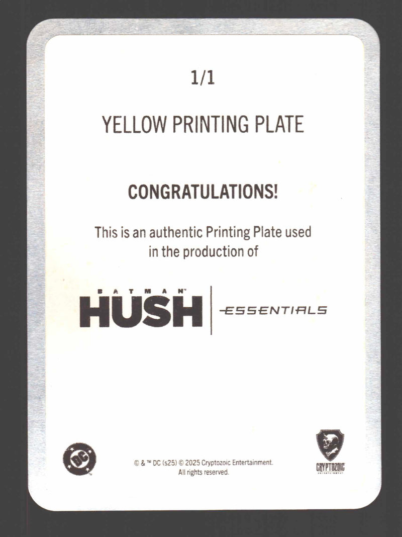 2025 Batman Hush Essentials Yellow Printing Plate Card AC8 Alternate Covers