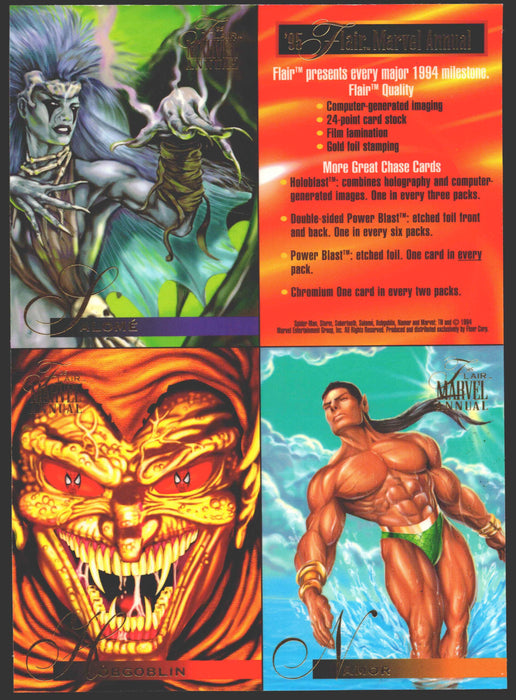 1995 Marvel Annual Uncut 4 Card Promo Sheet Fleer Trading Cards 95' Flair   - TvMovieCards.com