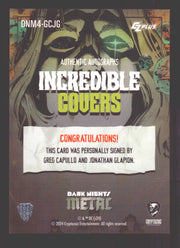 2024 CZX Dark Nights Metal Dual Autograph Card Greg Capullo / Jonathan Glapion - TvMovieCards.com