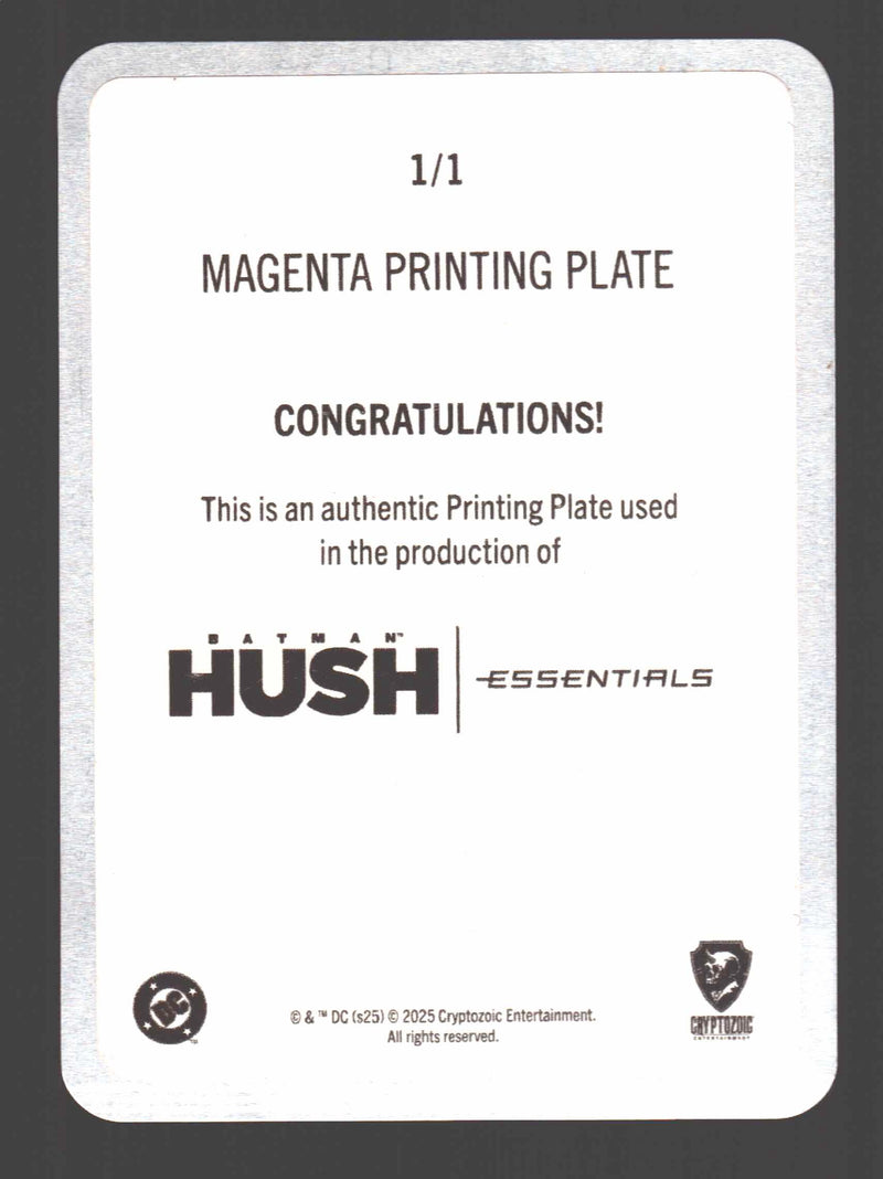 2025 Batman Hush Essentials Magenta Printing Plate Card