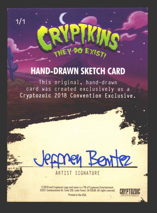 2018 Cryptkins Sketch Trading Card by Jeffrey Benitez Convention Exclusive Cryptozoic - TvMovieCards.com