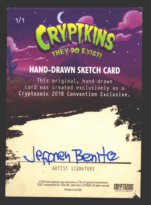 2018 Cryptkins Sketch Trading Card by Jeffrey Benitez Convention Exclusive Cryptozoic - TvMovieCards.com