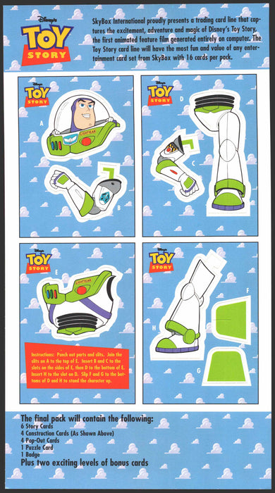 1995 Toy Story Buzz Lightyear Cut Out Promo 4 Card Sheet P1 P2 P3 P4 Skybox   - TvMovieCards.com