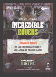 2024 CZX Dark Nights Metal Dual Autograph Card Greg Capullo / Jonathan Glapion - TvMovieCards.com
