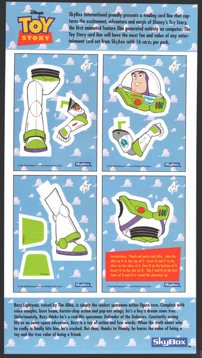 1995 Toy Story Buzz Lightyear Cut Out Promo 4 Card Sheet P1 P2 P3 P4 Skybox   - TvMovieCards.com