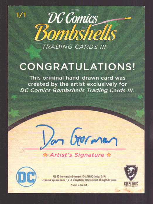 2019 DC Comics Bombshells III Artist Dan Gorman Sketch Card Cryptozoic - TvMovieCards.com