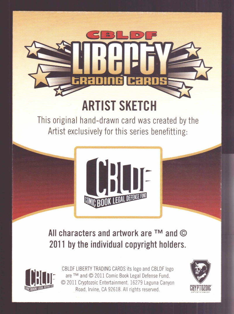 2011 Cryptozoic CBLDF Liberty Artist Sketch Card by Vince Sunico - TvMovieCards.com