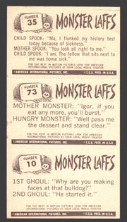 1963 Monster Laffs Midgees Trading Card Panel of 3 Cards #35 #73 #10 - TvMovieCards.com