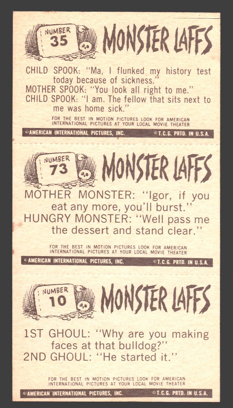 1963 Monster Laffs Midgees Trading Card Panel of 3 Cards #35 #73 #10 - TvMovieCards.com