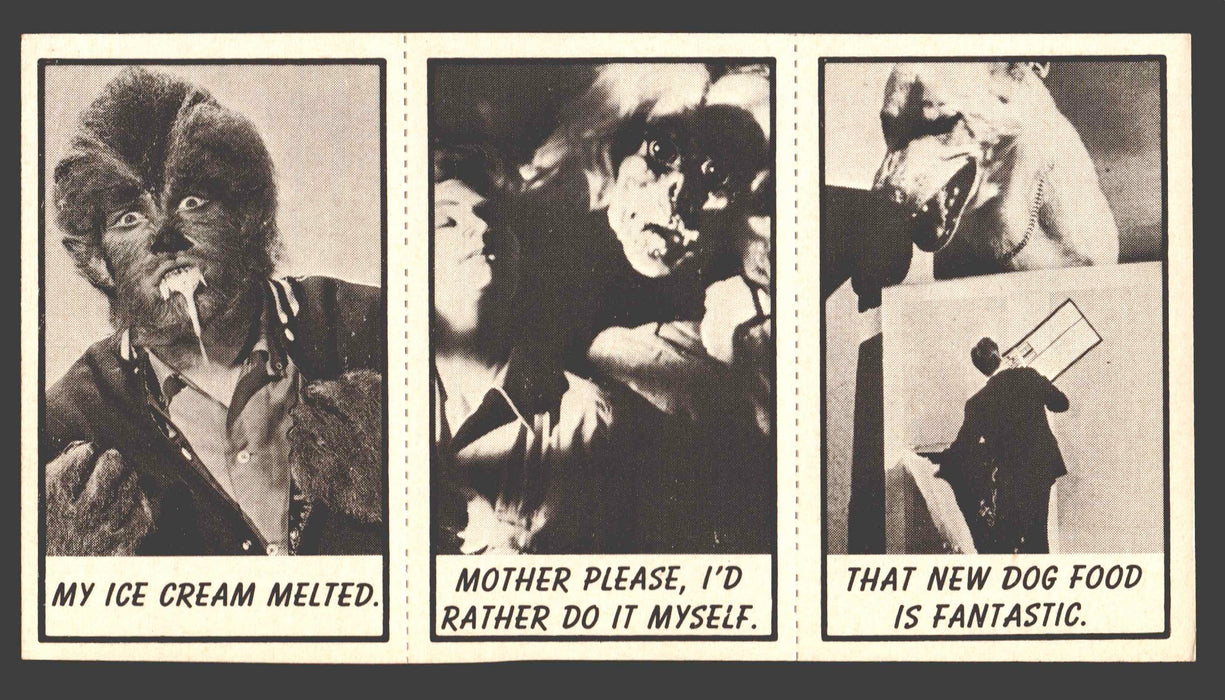 1963 Monster Laffs Midgees Trading Card Panel of 3 Cards #56 #16 #3 - TvMovieCards.com
