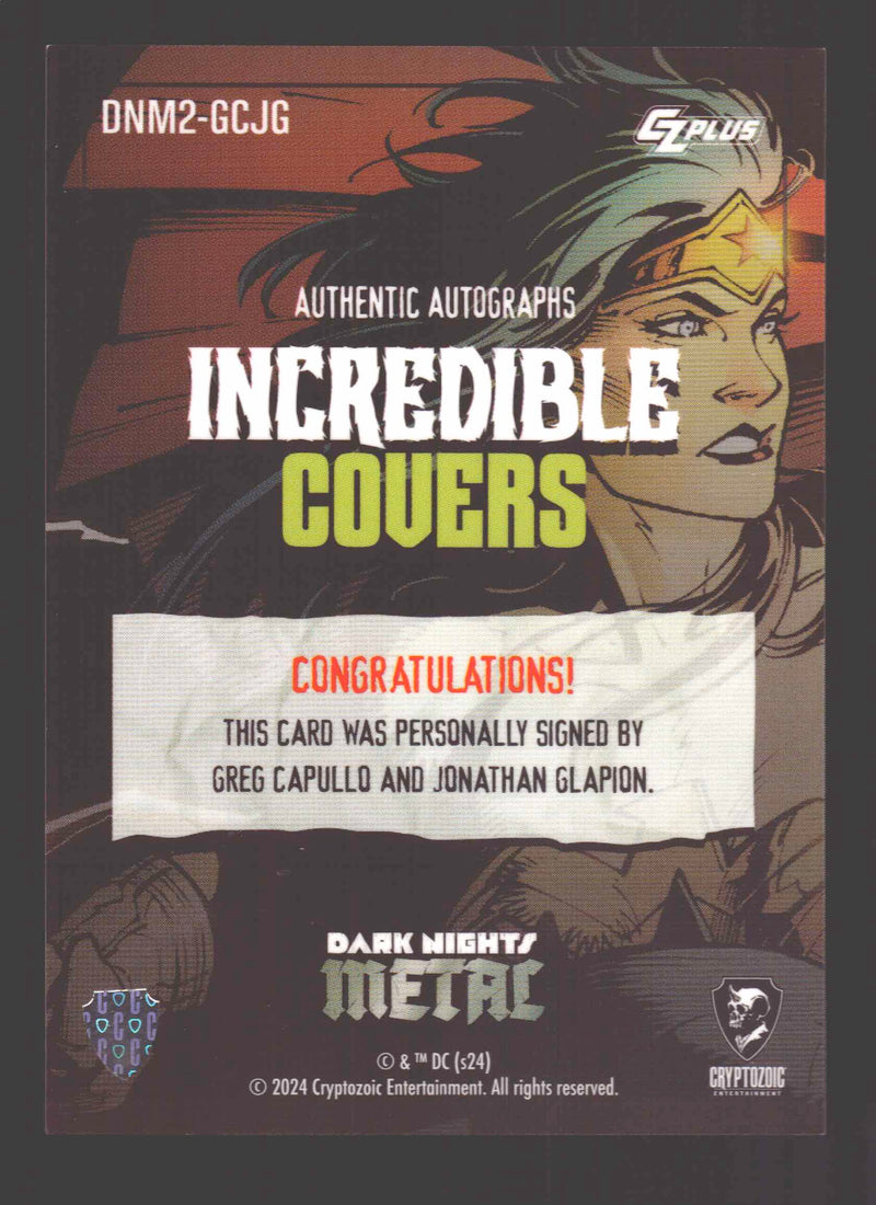 2024 CZX Dark Nights Metal Dual Autograph Card Greg Capullo / Jonathan Glapion - TvMovieCards.com