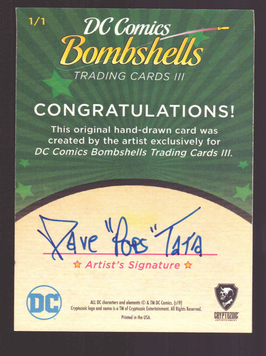 2019 DC Comics Bombshells III Artist Dave "Pops" Tata Sketch Card Cryptozoic - TvMovieCards.com