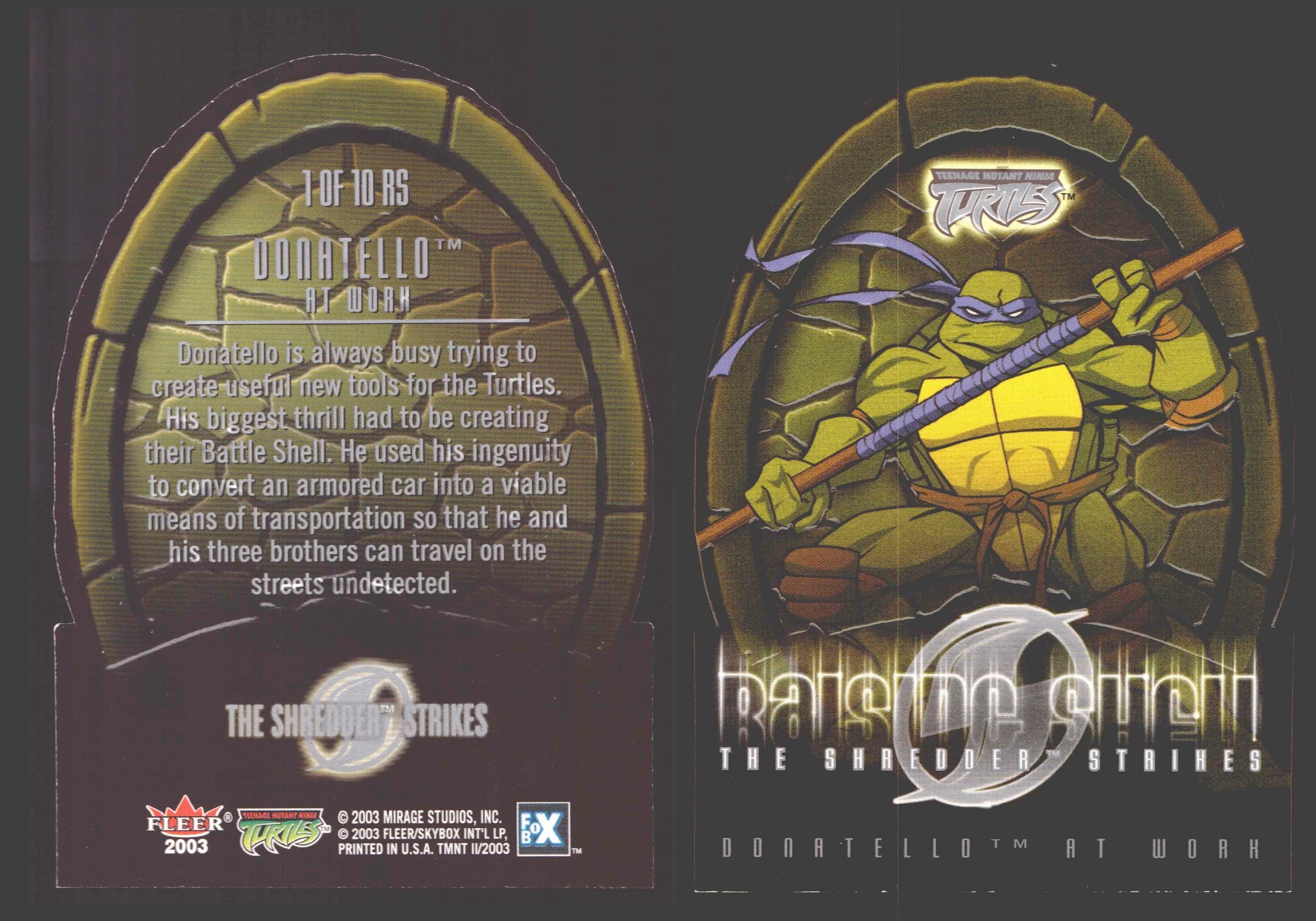 イントルーダー/デンジャラス・ナイツ 2003 Teenage Mutant Ninja Turles TMNT 1/2 Fleer Insert Chase You