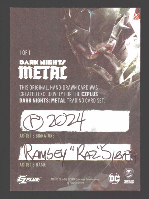 2024 CZX Dark Nights Metal Artist Sketch Trading Card by Ramsey "Raz" Sibaja Jok - TvMovieCards.com