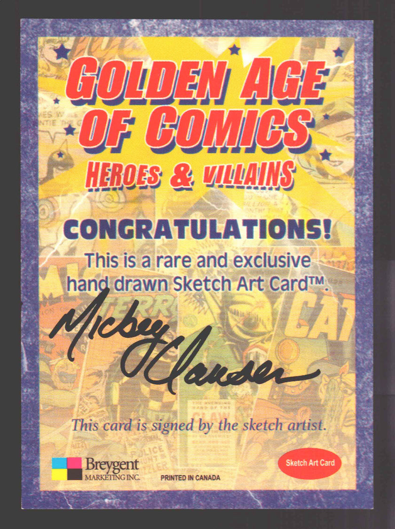 Golden Age of Comics Heroes & Villains Artist Sketch Card Breygent by Mickey Cla - TvMovieCards.com