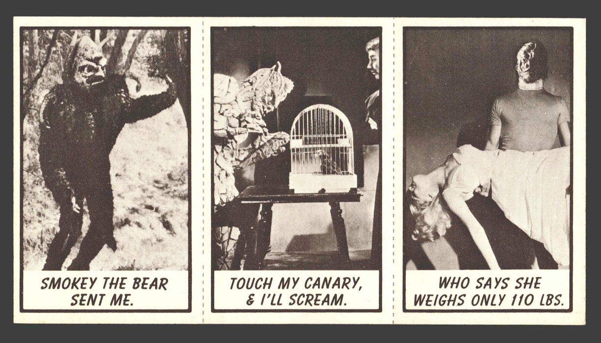 1963 Monster Laffs Midgees Trading Card Panel of 3 Cards #63 #85 #101 - TvMovieCards.com