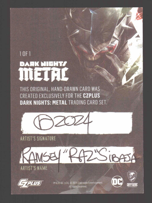 2024 CZX Dark Nights Metal Artist Sketch Trading Card by Ramsey "Raz" Sibaja Jok - TvMovieCards.com
