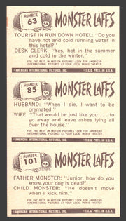 1963 Monster Laffs Midgees Trading Card Panel of 3 Cards #63 #85 #101 - TvMovieCards.com
