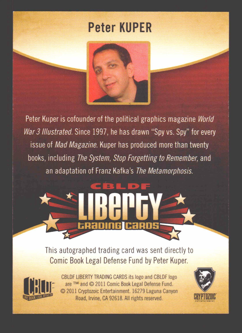 2011 Cryptozoic CBLDF Liberty Artist Peter Kuper Autograph Card - TvMovieCards.com