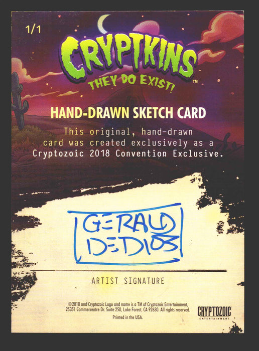 2018 Cryptkins Sketch Trading Card by Gerald de Dios Convention Exclusive Cryptozoic - TvMovieCards.com