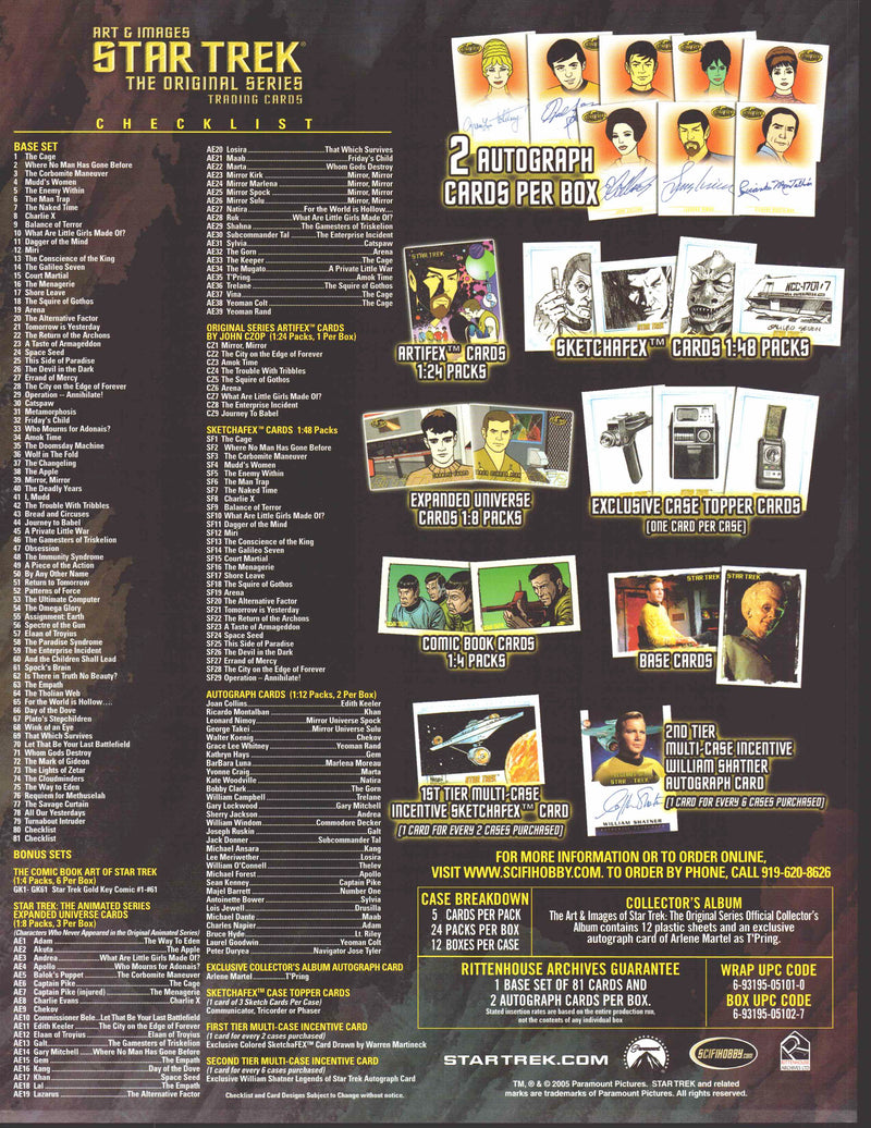 Star Trek Original Series Art & Images TOS Trading Card Dealer Sell Sheet Sale   - TvMovieCards.com