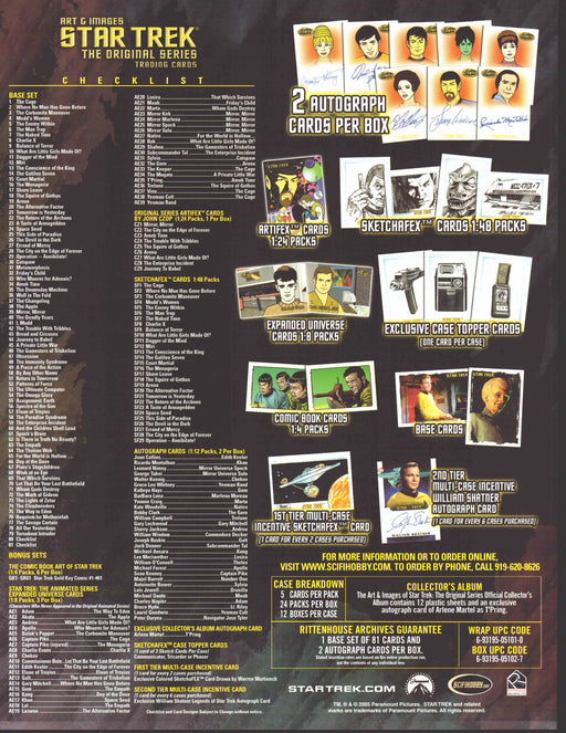 Star Trek Original Series Art & Images TOS Trading Card Dealer Sell Sheet Sale   - TvMovieCards.com