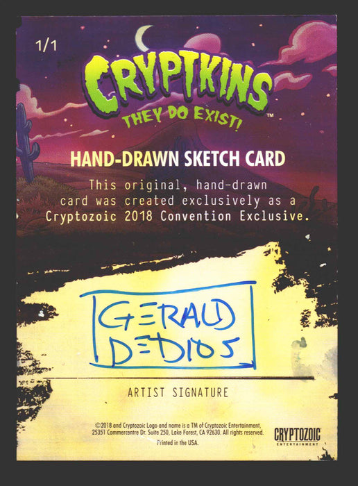 2018 Cryptkins Sketch Trading Card by Gerald de Dios Convention Exclusive Cryptozoic (Copy) - TvMovieCards.com