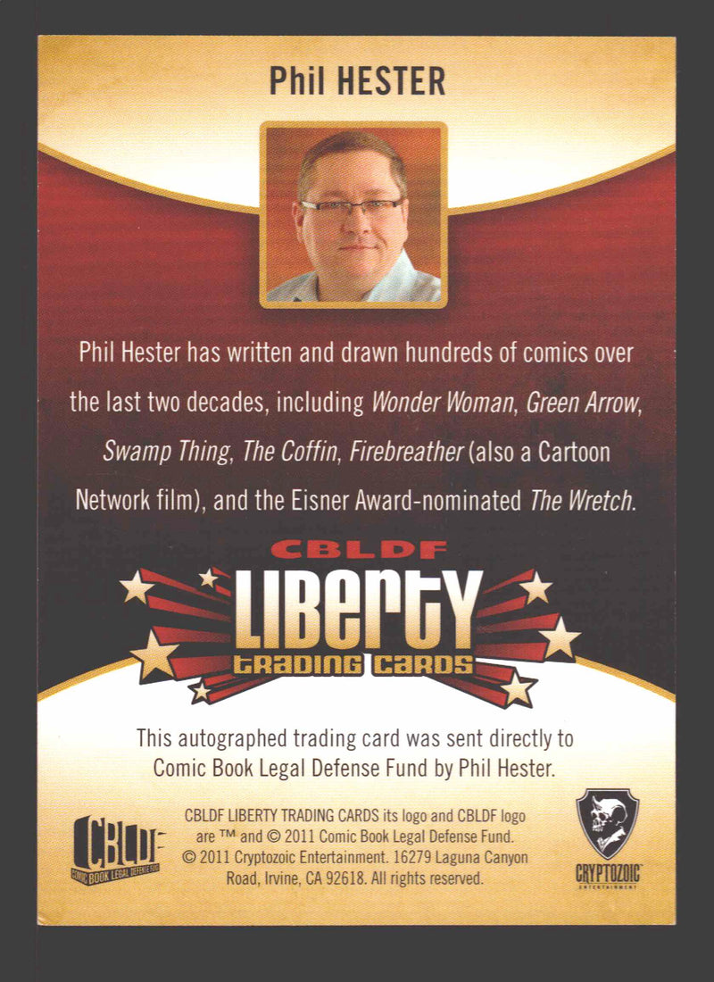 2011 Cryptozoic CBLDF Liberty Artist Phil Hester Autograph Card - TvMovieCards.com