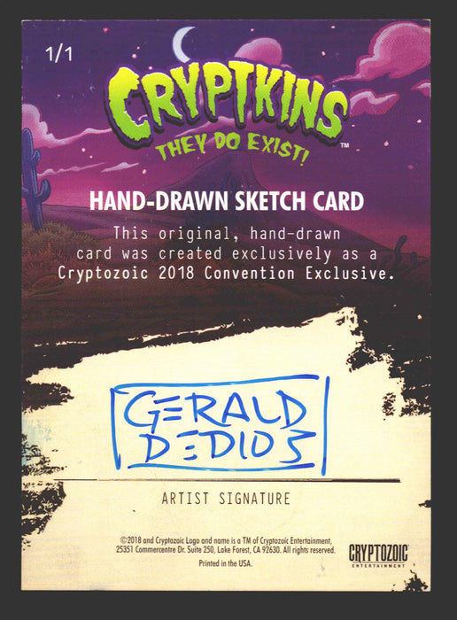 2018 Cryptkins Sketch Trading Card by Gerald de Dios Convention Exclusive Cryptozoic - TvMovieCards.com