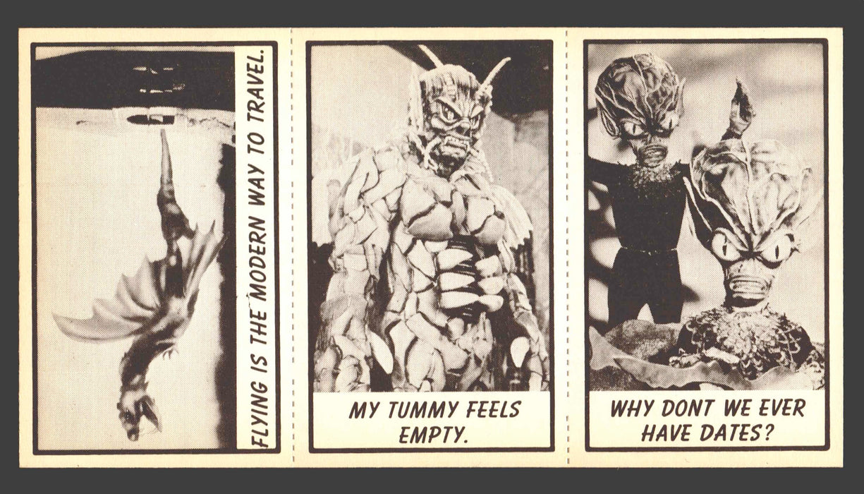 1963 Monster Laffs Midgees Trading Card Panel of 3 Cards #66 #13 #88 - TvMovieCards.com