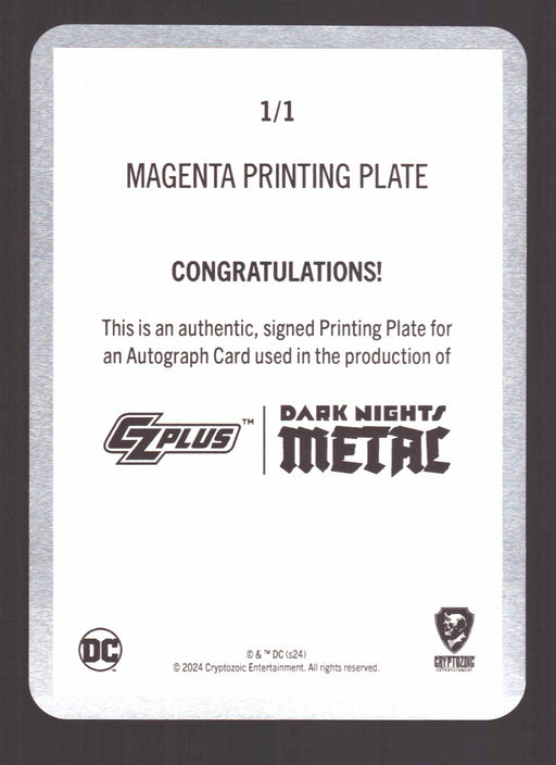 2024 CZX Dark Nights Metal Magenta Printing Plate Autograph Card Jim Lee TC-JL - TvMovieCards.com