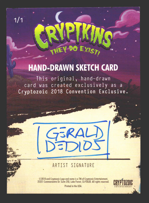 2018 Cryptkins Sketch Trading Card by Gerald de Dios Convention Exclusive Cryptozoic - TvMovieCards.com