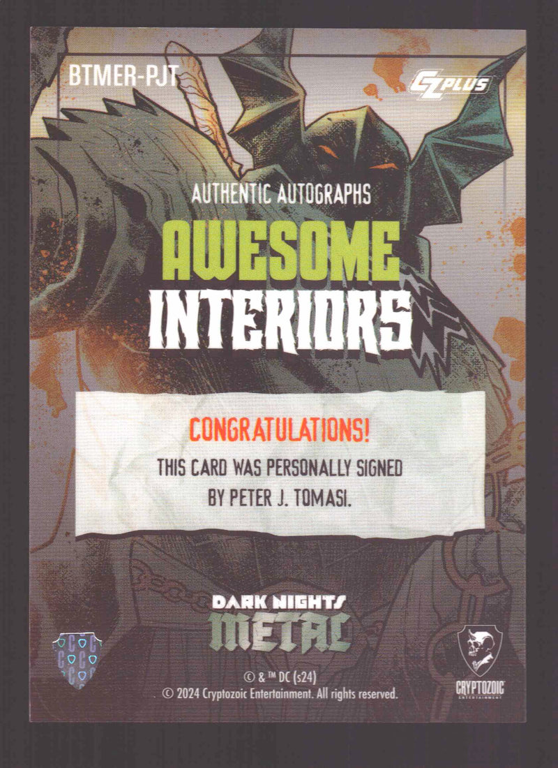 2024 CZX Dark Nights Metal Autograph Card Peter J. Tomasi BTMER-PJT - TvMovieCards.com