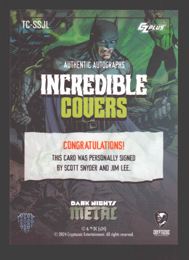 2024 CZX Dark Nights Metal Dual Autograph Card Scott Synder / Jim Lee - TvMovieCards.com