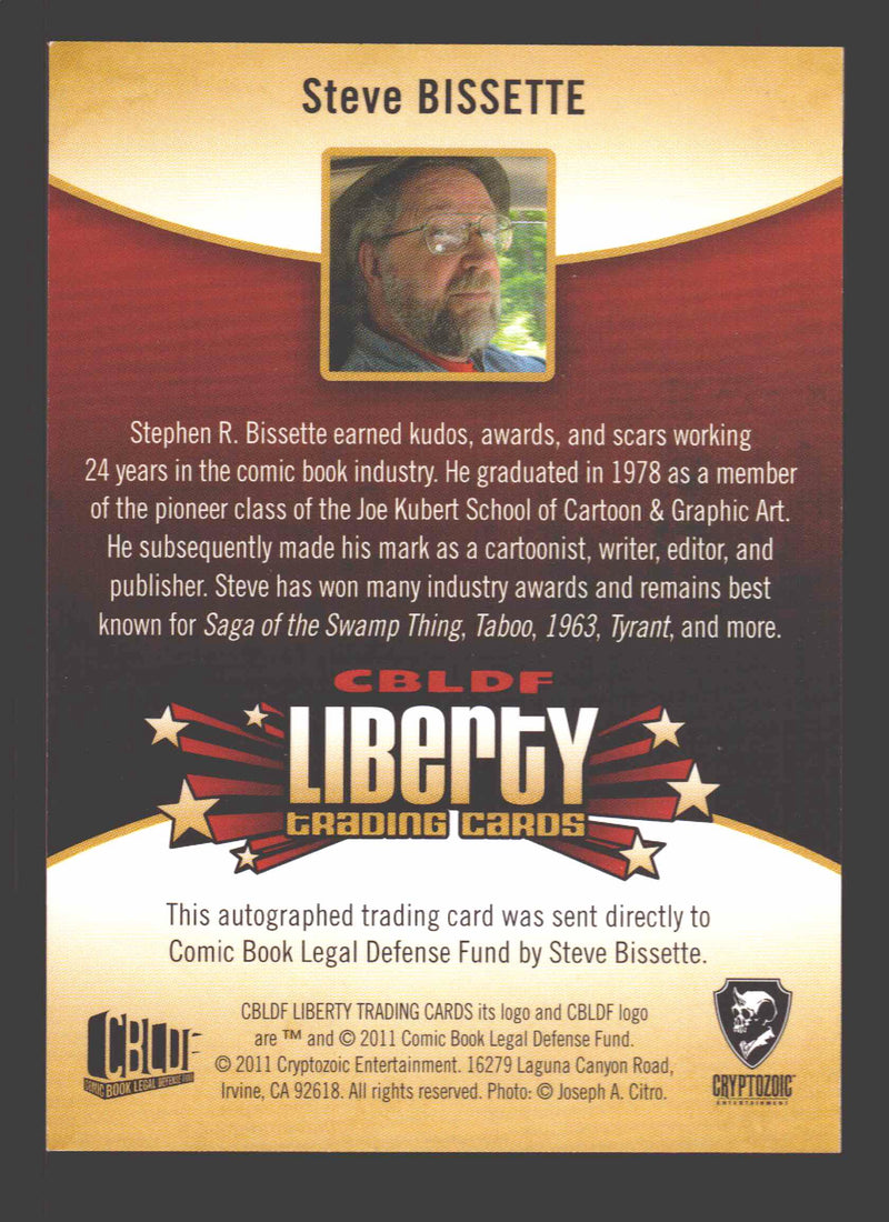 2011 Cryptozoic CBLDF Liberty Artist Steve Bissette Autograph Card - TvMovieCards.com
