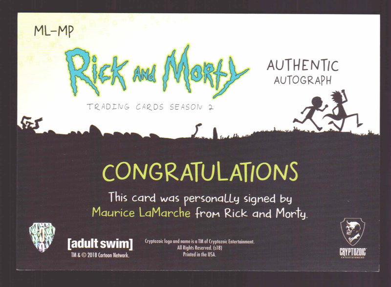 2019 Rick and Morty Season 2 ML-MP Maurice LaMarche as Miniverse Autograph Card   - TvMovieCards.com