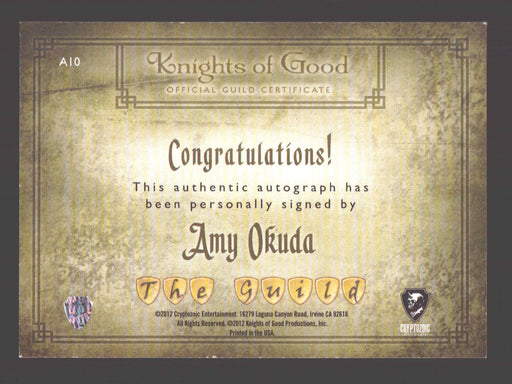 2012 The Guild Seasons 1-3 Amy Okuda as April Lou Autograph Card A10 Cryptozoic - TvMovieCards.com