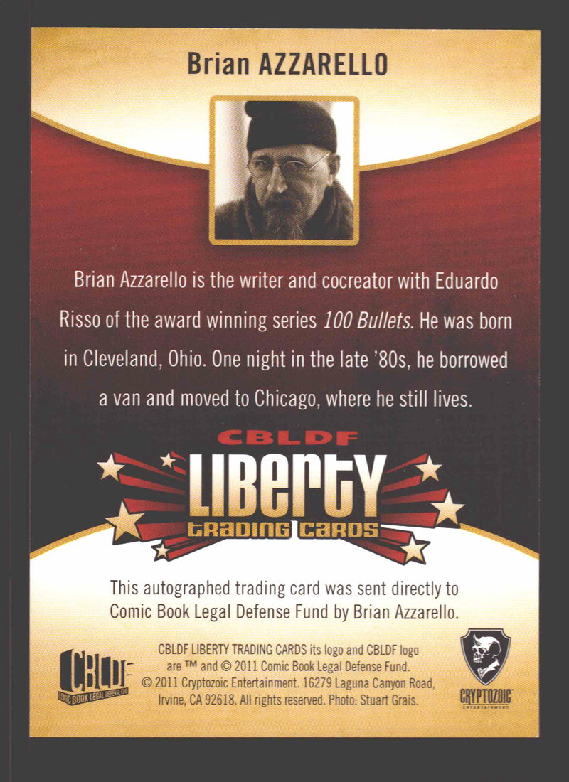 2011 Cryptozoic CBLDF Liberty Artist Brian Azzarello Autograph Card - TvMovieCards.com