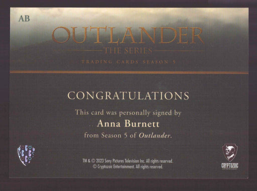 Outlander Season 5 Anna Burnett as Alicia Brown AB Autograph Card - TvMovieCards.com