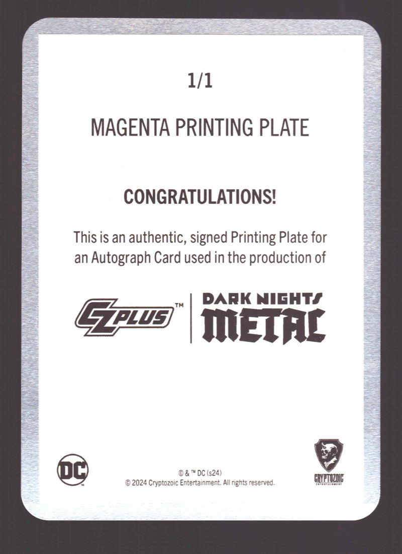 2024 CZX Dark Nights Metal Printing Plate Autograph Card Greg Capullo DNM3-GC - TvMovieCards.com
