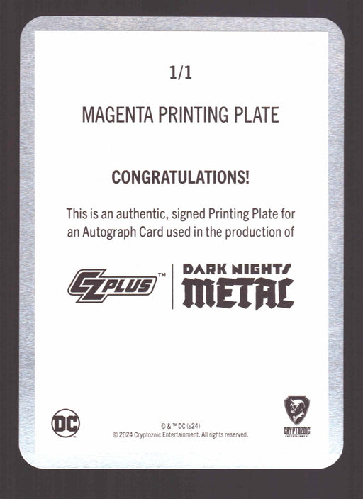 2024 CZX Dark Nights Metal Printing Plate Autograph Card Greg Capullo DNM3-GC - TvMovieCards.com