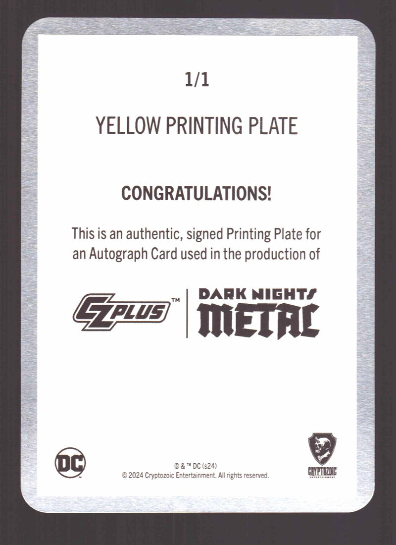 2024 CZX Dark Nights Metal Printing Plate Autograph Card Greg Capullo DNM5-GC - TvMovieCards.com