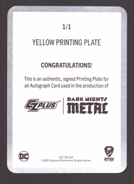 2024 CZX Dark Nights Metal Printing Plate Autograph Card Greg Capullo DNM5-GC - TvMovieCards.com
