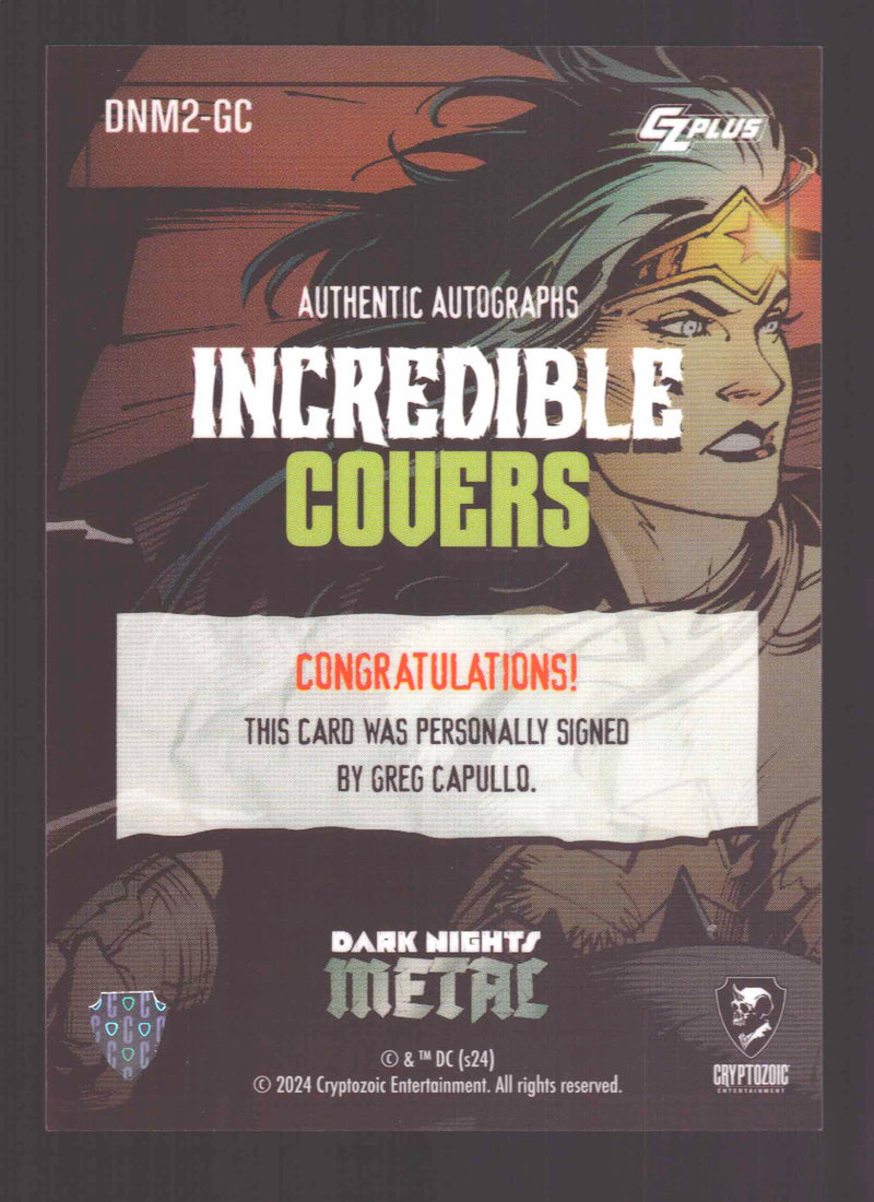 2024 CZX Dark Nights Metal Autograph Card Greg Capullo DNM2-GC - TvMovieCards.com