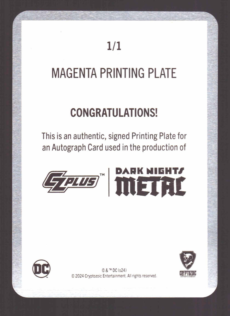 2024 CZX Dark Nights Metal Printing Plate Autograph Card Greg Capullo DNM6-GC - TvMovieCards.com