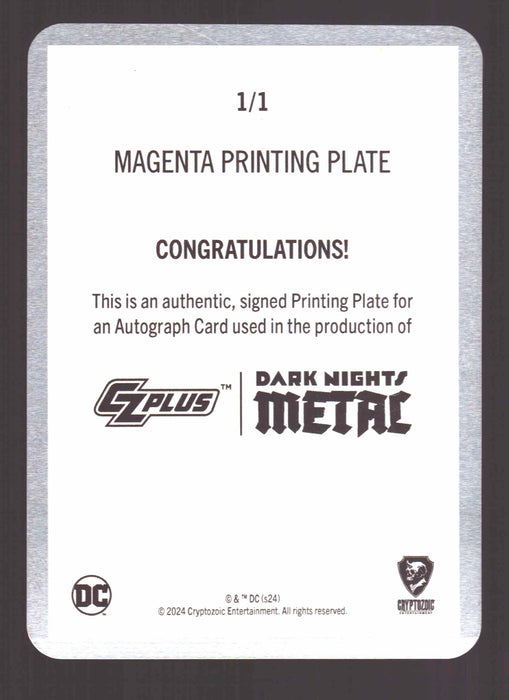 2024 CZX Dark Nights Metal Printing Plate Autograph Card Greg Capullo DNM6-GC