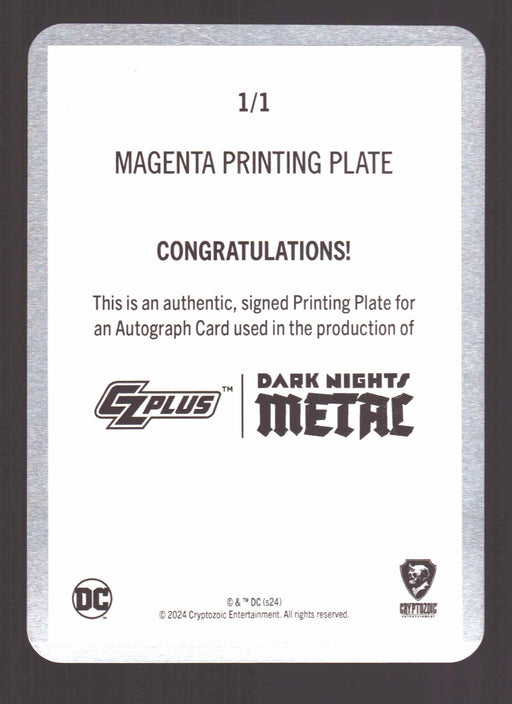 2024 CZX Dark Nights Metal Printing Plate Autograph Card Greg Capullo DNM6-GC - TvMovieCards.com