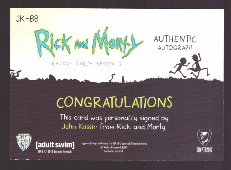 2019 Rick and Morty Season 2 JK-BB John Kassir as Blim Blam Autograph Card   - TvMovieCards.com
