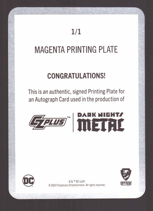 2024 CZX Dark Nights Metal Printing Plate Autograph Card Jonathan Glapion DNM2-JG